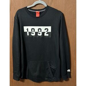 Vintage Nike 1992 Dream Team Y2K Crewneck Sweatshirt Black Side Zip Sz M Tub7